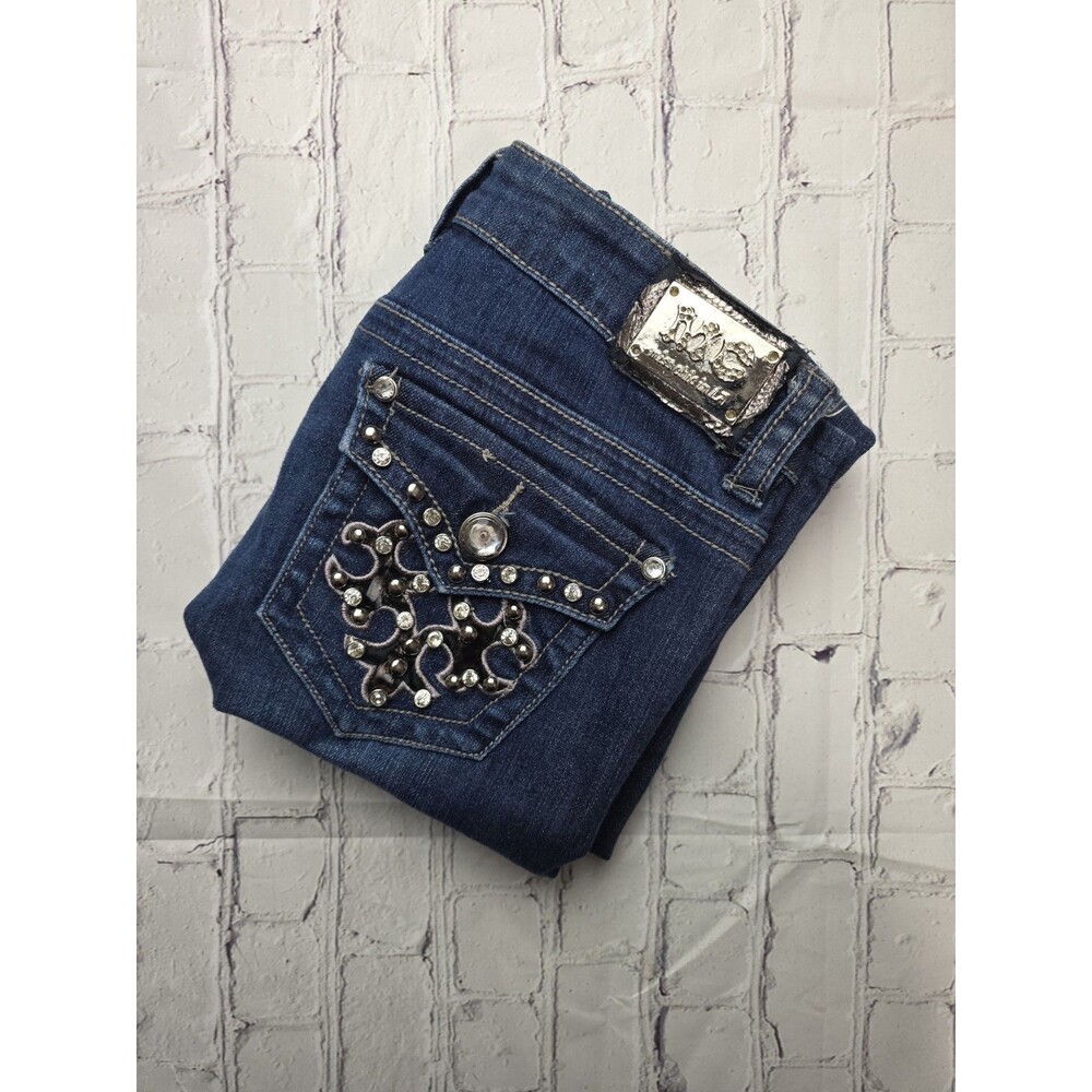 Miss Chic Women's 28x31 Skinny Low Rise Embellished Jeans